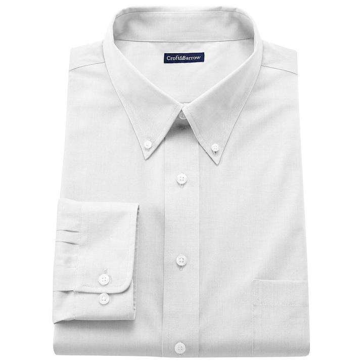 Big & Tall Croft & Barrow® Solid Easy-care Button-down Collar Dress Shirt, Men's, Size: 19 38/9b, White