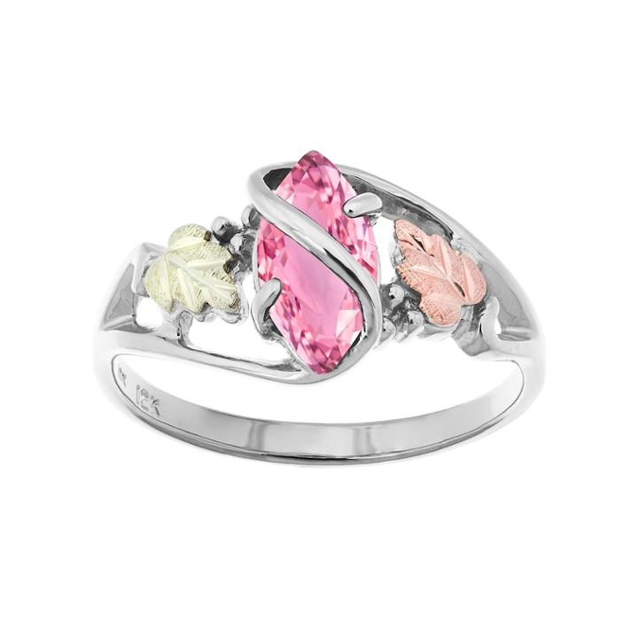 Black Hills Gold Tri-tone Pink Cubic Zirconia Ring In Sterling Silver, Women's, Size: 7