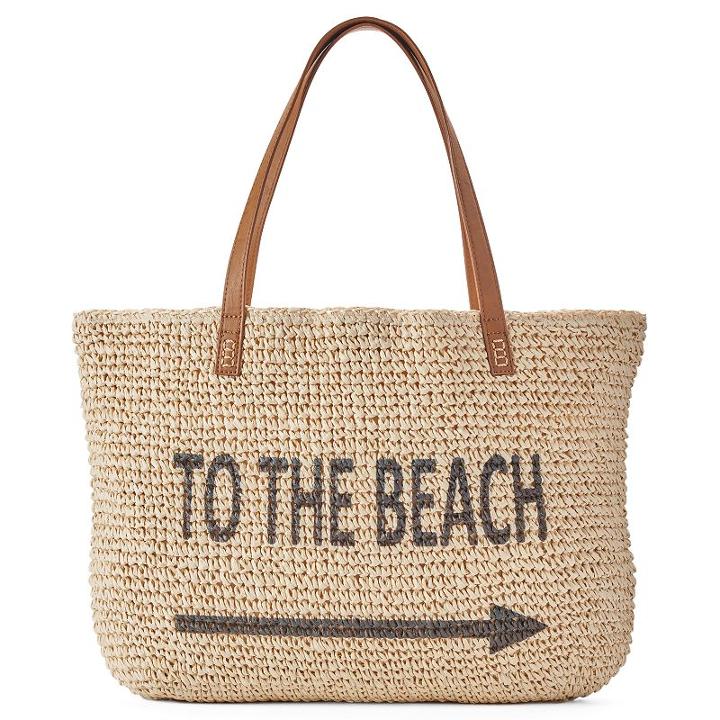 Sonoma Goods For Life&trade; Woven Straw Tote, Women's, Dark Beige