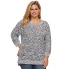 Plus Size Croft & Barrow&reg; Open-work High-low Sweater, Women's, Size: 2xl, Black