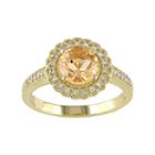 Sterling Silver Citrine & 1/8 Carat T.w. Diamond Halo Ring, Women's, Size: 5, Yellow