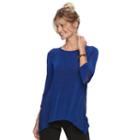 Women's Dana Buchman Marled Shark-bite Sweater, Size: Xl, Med Blue
