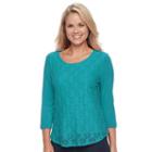 Petite Croft & Barrow&reg; Lace-front Tee, Women's, Size: Xl Petite, Blue