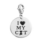 Personal Charm Sterling Silver I Heart My Cat Charm, Women's