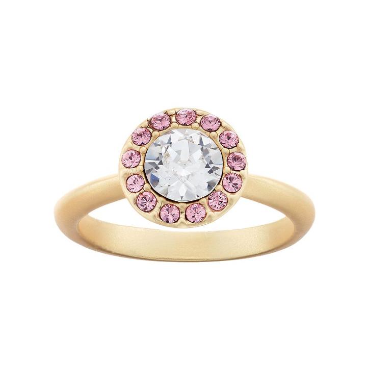 14k Gold Plated Crystal Halo Ring, Women's, Size: 8, Pink