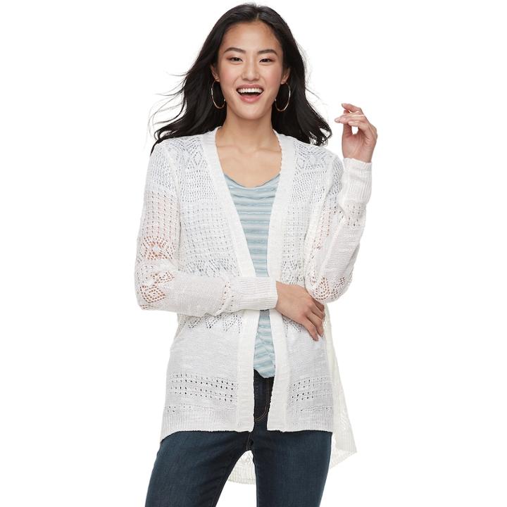 Juniors' Candie's&reg; Pointelle Cardigan, Teens, Size: Xl, Natural
