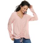 Juniors' Grayson Threads Cinch-front Tee, Teens, Size: Large, Dark Pink