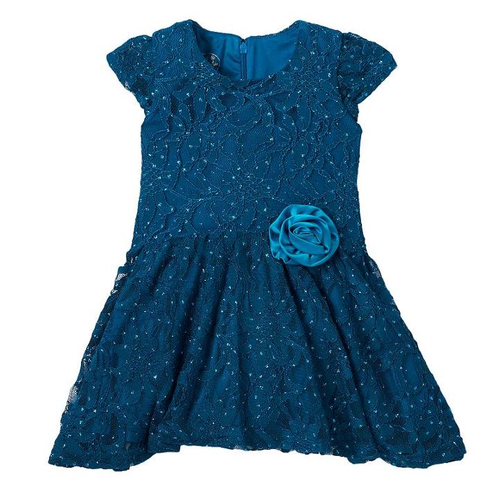 Girls 4-6x Marmellata Classics Glitter Sequin Floral Lace Drop-waist Dress, Girl's, Size: 4, Med Green