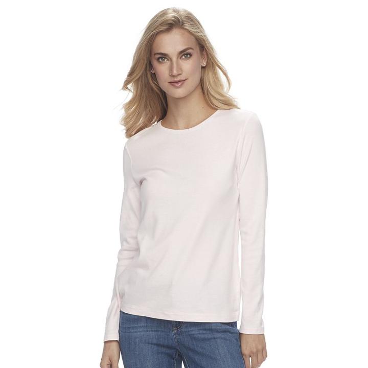 Women's Croft & Barrow&reg; Crewneck Tee, Size: Xxl, Brt Pink