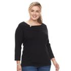 Plus Size Napa Valley Textured Sweater, Women's, Size: 1xl, Black