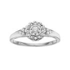 Sterling Silver 1/5 Carat T.w. Diamond Flower Promise Ring, Women's, Size: 7, White