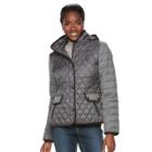 Women's Gallery Quilted Mixed-media Puffer Jacket, Size: Xl, Grey