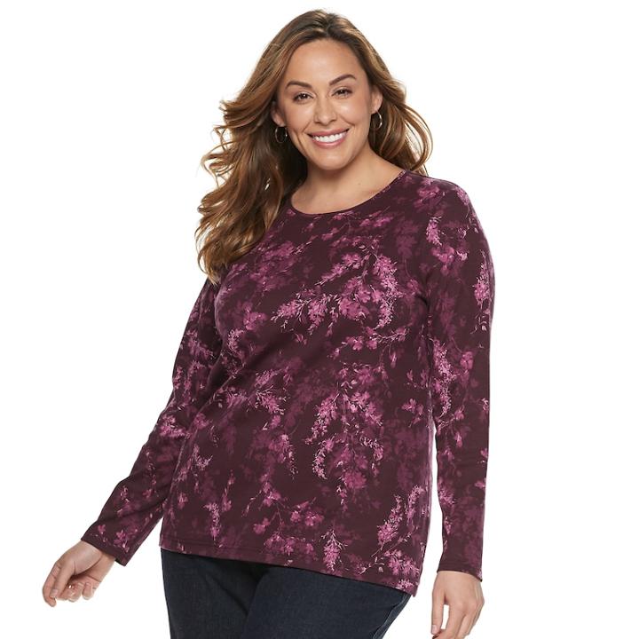 Plus Size Croft & Barrow&reg; Classic Crewneck Tee, Women's, Size: 2xl, Med Purple