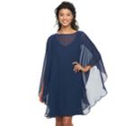 Women's Sharagano Chiffon Poncho Dress, Size: 4, Blue (navy)