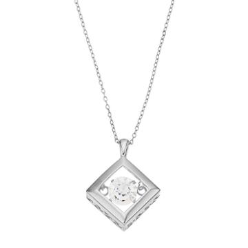 Illuminaire Cubic Zirconia Square Pendant Necklace, Women's, Size: 18, White