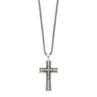 1913 Stainless Steel Men's Double Cross Pendant Necklace, Size: 24, Black