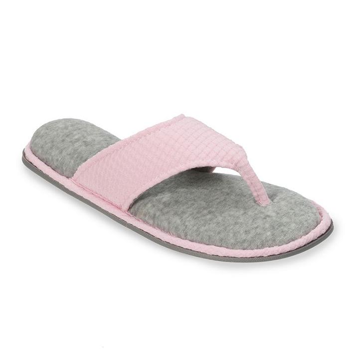 Dearfoams Women's Waffled Textured Thong Slip-on Slippers, Size: Medium, Dark Pink