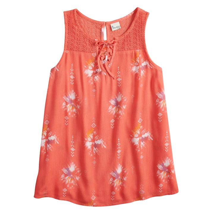 Girls 7-16 Mudd&reg; Lace-up Crochet Tank, Size: 7-8, Med Pink