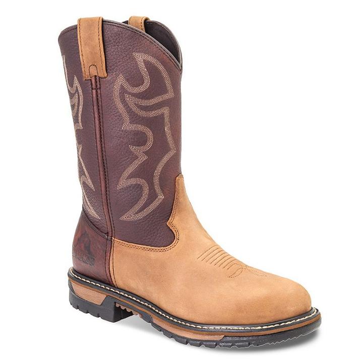 Rocky Original Ride Branson Roper Men's Steel-toe Western Work Boots, Size: Medium (11.5), Brown