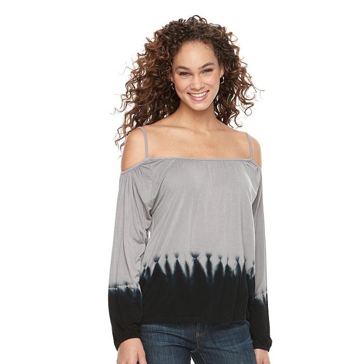 Women's Wdny Black Off-the-shoulder Dip Dye Top, Size: Large, Grey
