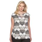 Plus Size Dana Buchman Printed Chiffon Inset Top, Women's, Size: 1xl, Med Beige