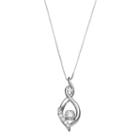 10k White Gold 1/4 Carat T.w. Certified Diamond Twist Teardrop Pendant Necklace, Women's, Size: 18