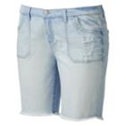 Juniors' Plus Size Mudd&reg; Flx Stretch Frayed Jean Shorts, Girl's, Size: 24 W, Light Blue