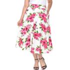 Plus Size White Mark Pleated Midi Skirt, Women's, Size: 3xl, Pink