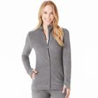 Women's Cuddl Duds Stretch Fleece Zip-up Top, Size: Xlrg Av/rg, Grey (charcoal)