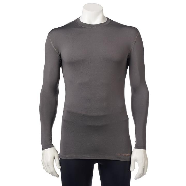 Men's Tommie Copper Recovery Compression Long-sleeved Shirt, Size: Xxl, Grey