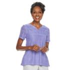 Women's Alfred Dunner Studio Embelllished Lace Top, Size: Medium, Lt Purple