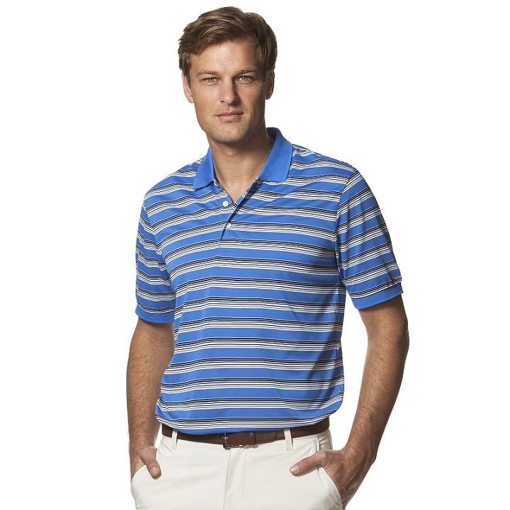 Men's Chaps Classic-fit Texture-striped Performance Polo, Size: Large, Blue
