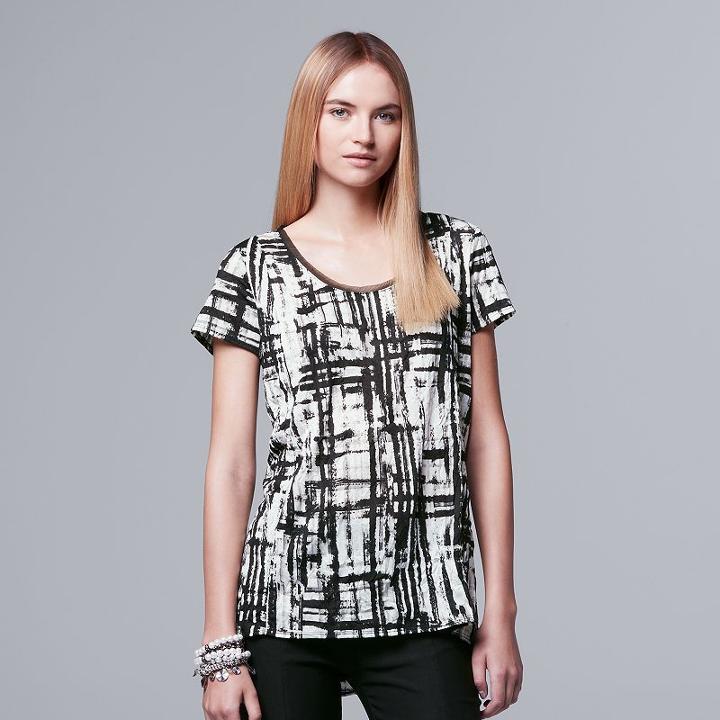 Women's Simply Vera Vera Wang Crinkle Tee, Size: Large, Natural