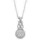 Diamond Essence Sterling Silver Cubic Zirconia Halo Pendant, Women's, White