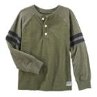 Boys 4-12 Oshkosh B'gosh&reg; Raglan Striped Sleeve Henley, Size: 8, Green