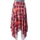Women's Double Click Print Shark-bite Hem Skirt, Size: Small, Orange