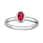 Stacks And Stones Sterling Silver Lab-created Ruby Stack Ring, Women's, Size: 7, Red