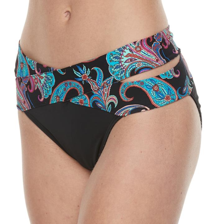 Women's Apt. 9&reg; Wrap Hipster Bikini Bottoms, Size: Small, Black Paisley