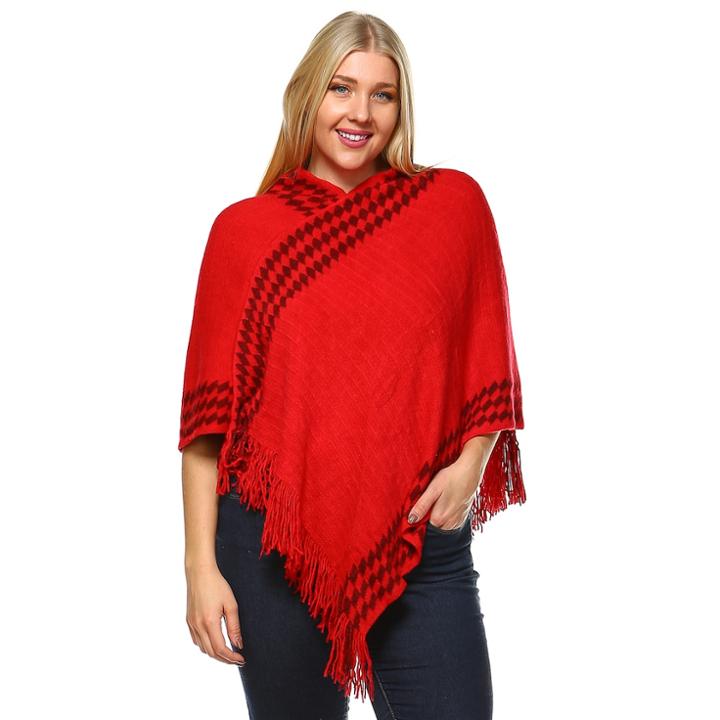 Plus Size White Mark Nevaeh Poncho, Women's, Red