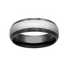 Black Ion-plated Titanium And Titanium Beveled Band - Men, Size: 7, Grey