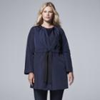 Plus Size Simply Vera Vera Wang Pleated Roll-tab Jacket, Women's, Size: 2xl, Blue (navy)