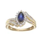 14k Gold Over Silver Lab-created Blue & White Sapphire Marquise Ring, Women's, Size: 6