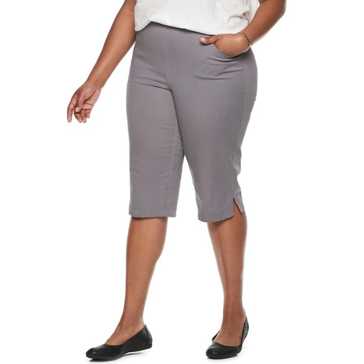 Plus Size Croft & Barrow&reg; Simple Vented Capris, Women's, Size: 1xl, Dark Grey