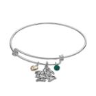 Fiora Sterling Silver Miami Hurricanes Charm Bangle Bracelet, Women's, Green