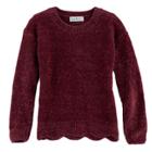 Girls 7-16 & Plus Size Cloud Chaser Chenille Scalloped Sweater, Size: Small, Dark Red