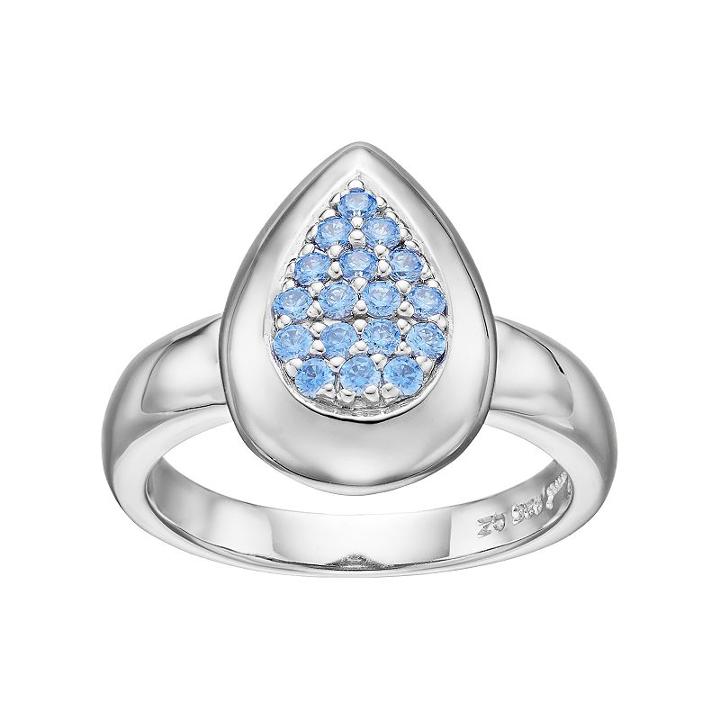 Lotopia Blue Cubic Zirconia Sterling Silver Teardrop Ring, Women's, Size: 7