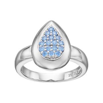 Lotopia Blue Cubic Zirconia Sterling Silver Teardrop Ring, Women's, Size: 7