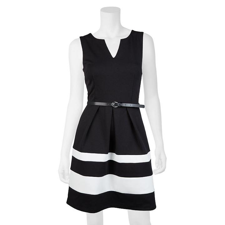 Juniors' Iz Byer California Striped Ponte Dress, Girl's, Size: 7, Black