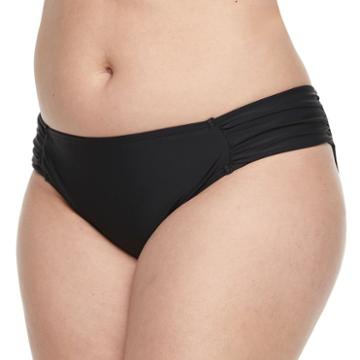 Island Soul, Juniors' Plus Size Solid Hipster Bikini Bottoms, Women's, Size: 2xl, Black