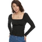 K/lab Ribbed Squareneck Top, Teens, Size: Xs, Black